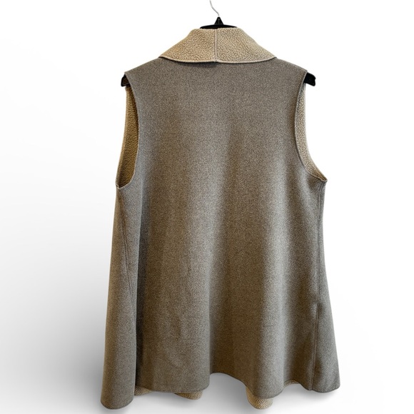 Cameleon Sylvia Vest Taupe & Cream Sherpa Lined Open Front Large Lagenlook Tunic - Picture 4 of 12